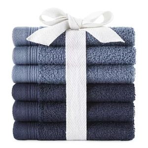NWT Home Expressions 6pc Washcloth Set COLOR BLUE NAVY